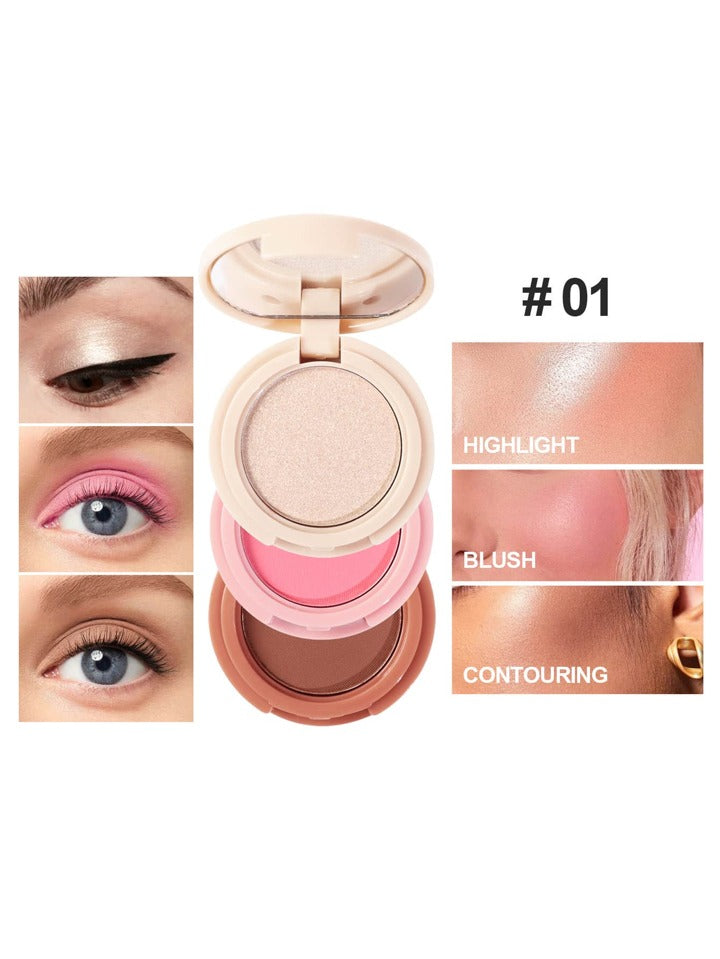 Handaiyan 3 in 1 - Highlighter, Blush & Contour